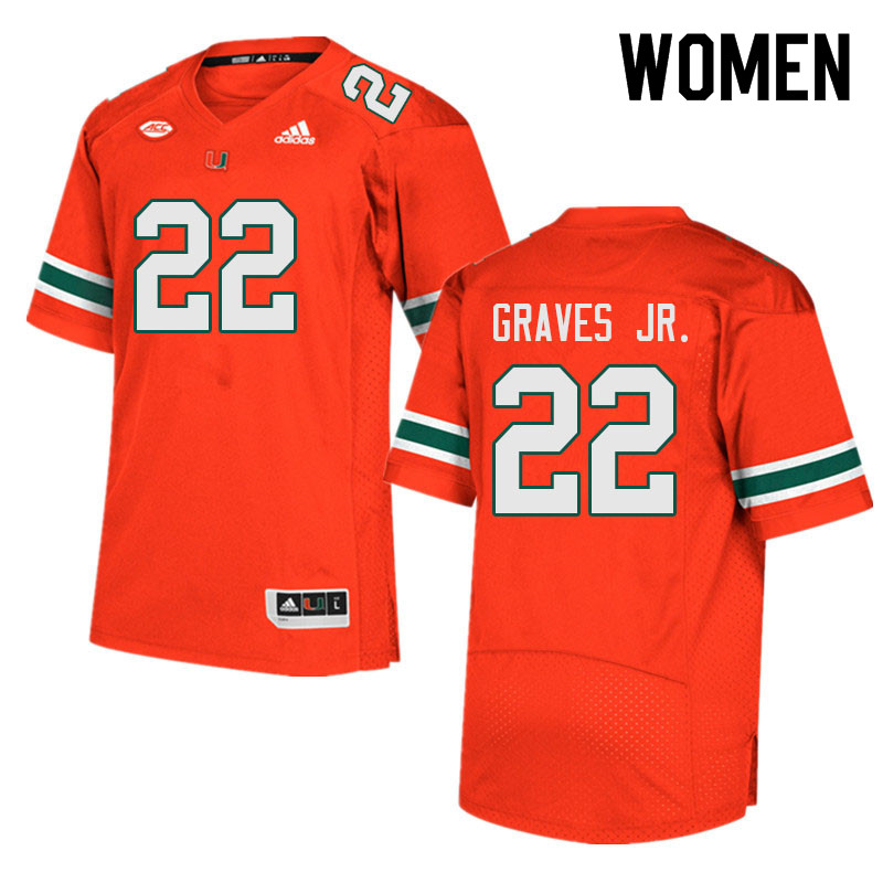 Women #22 Chris Graves Jr. Miami Hurricanes College Football Jerseys Sale-Orange - Click Image to Close